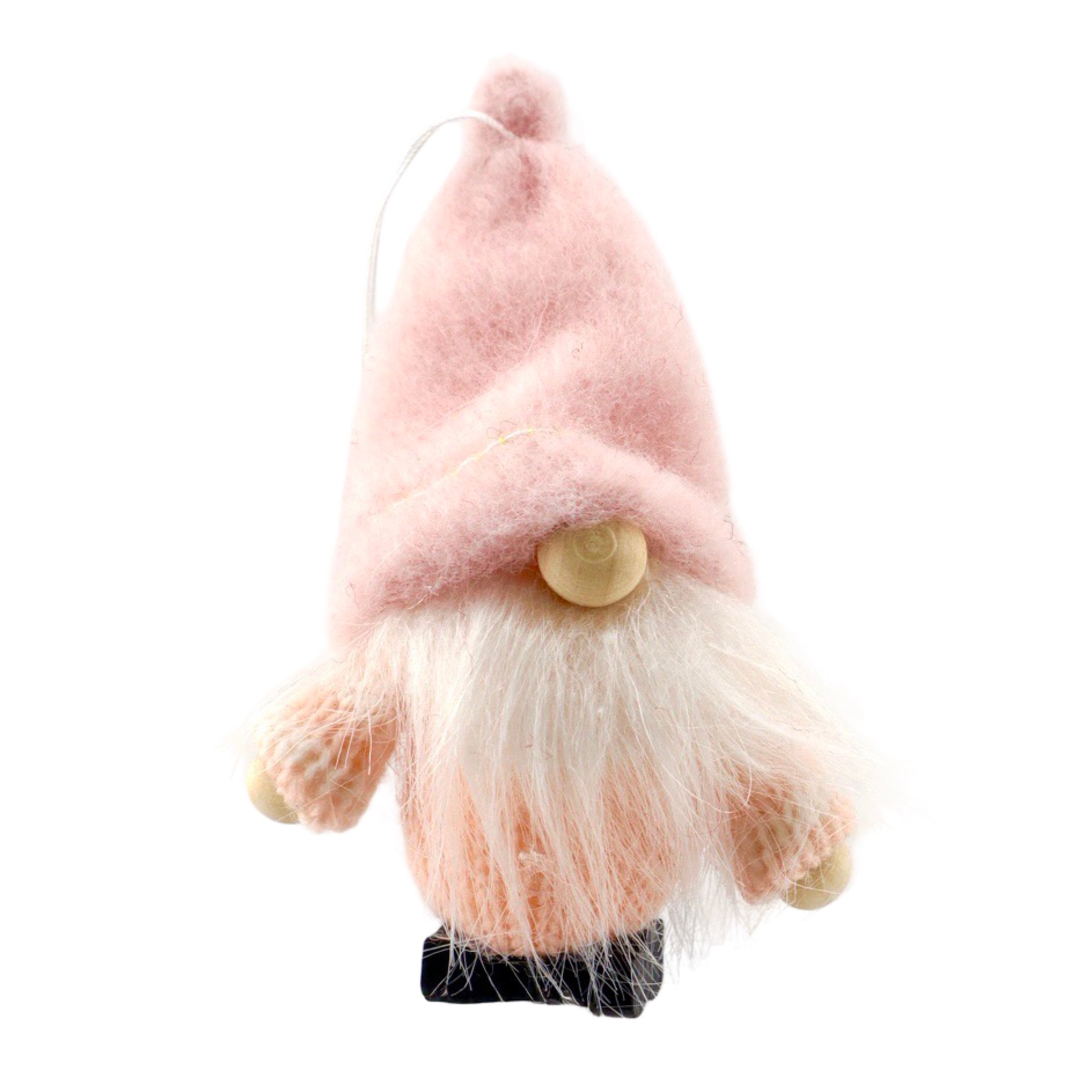 Miniature gnome with felt pink hat