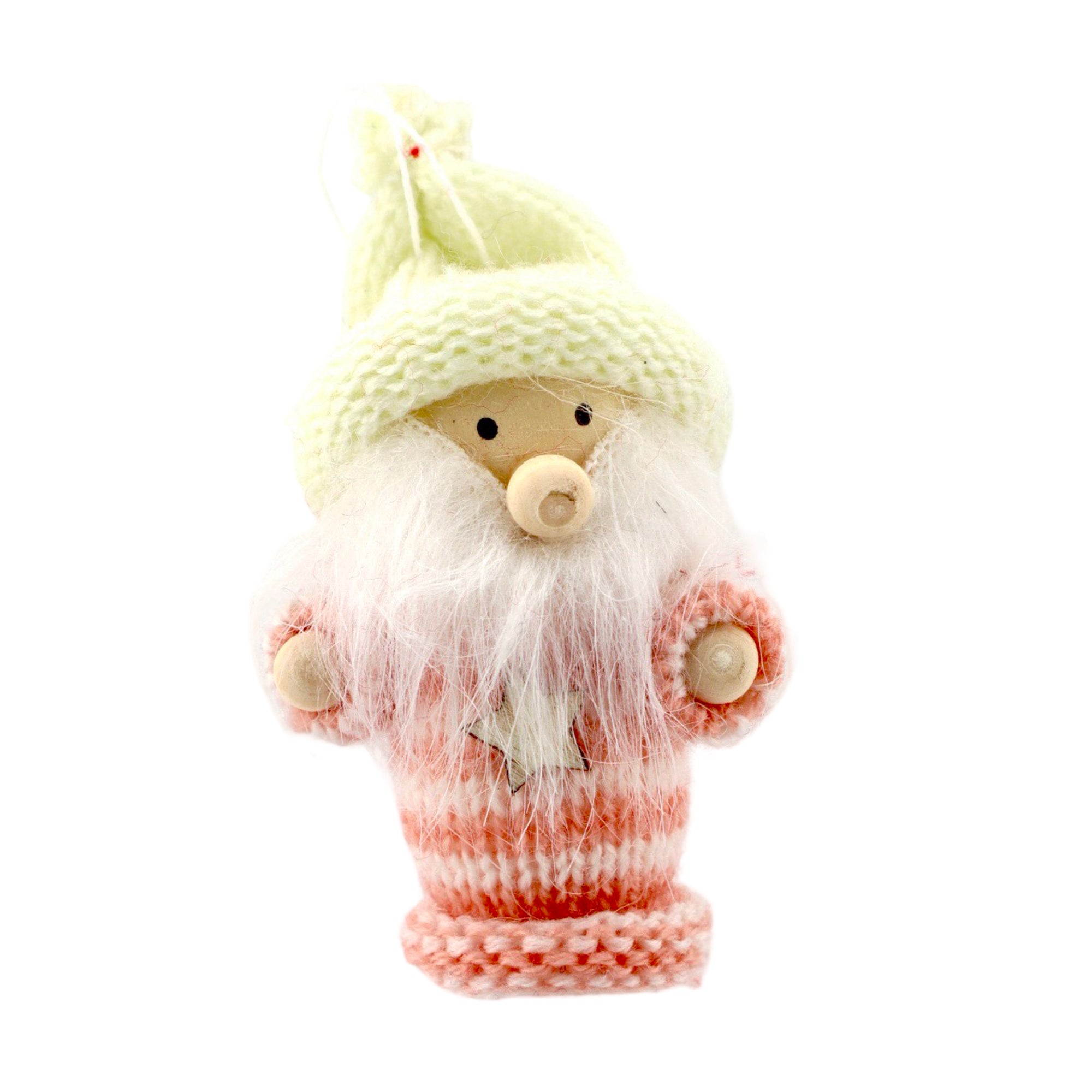 Miniature gnome with pink stripy jumper