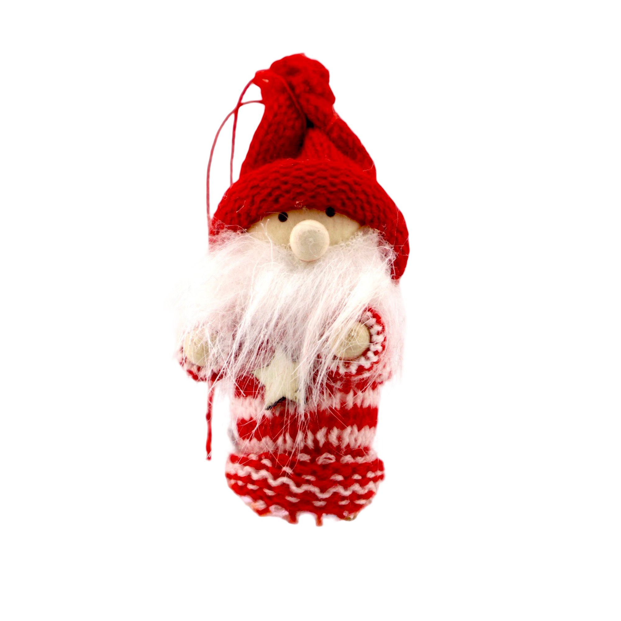 Miniature gnome with red stripy jumper & red hat