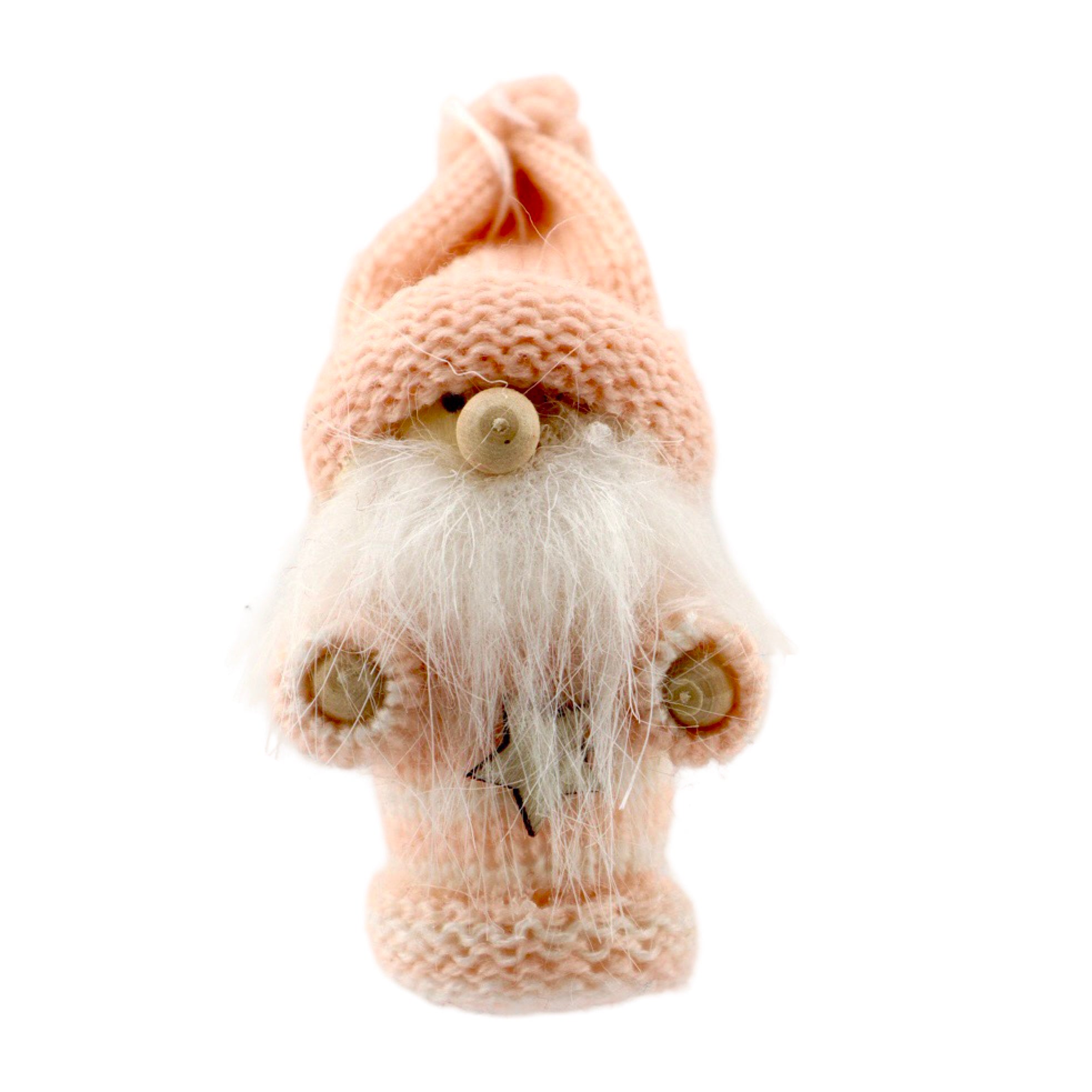 Miniature gnome with pink stripy jumper