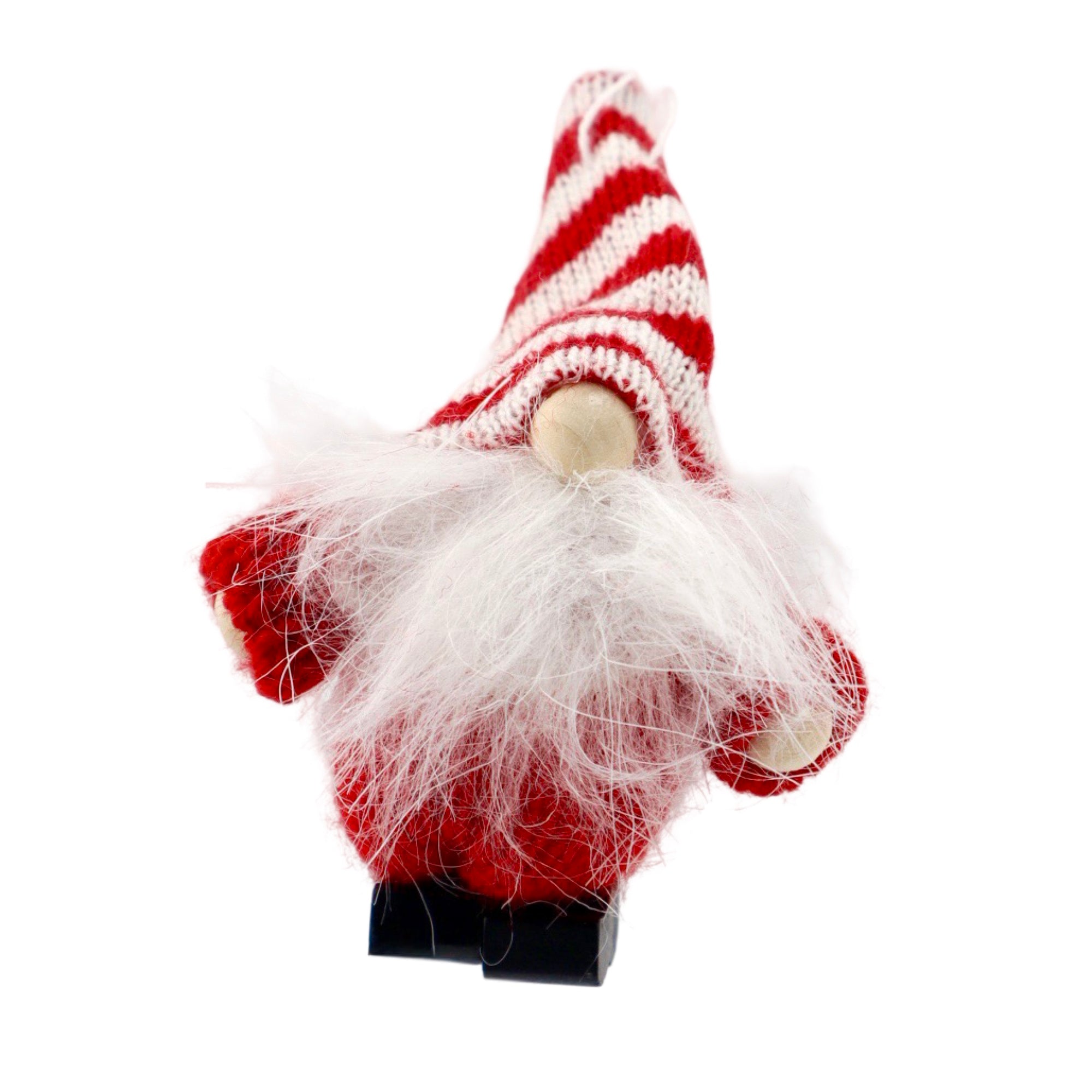 Miniature gnome with red & white stripy hat