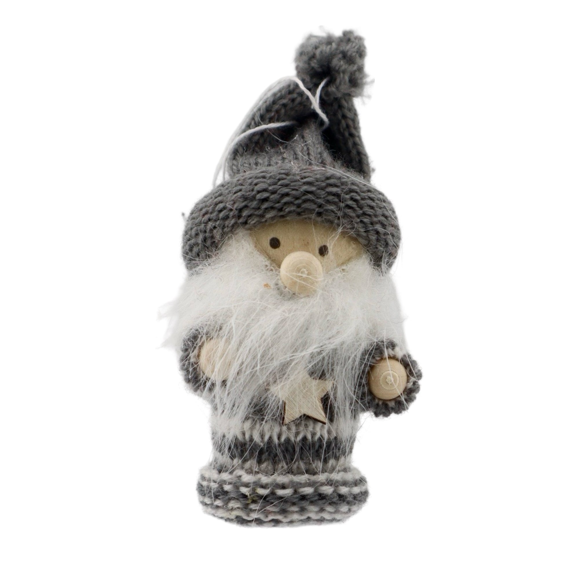 Miniature gnome with grey stripy jumper