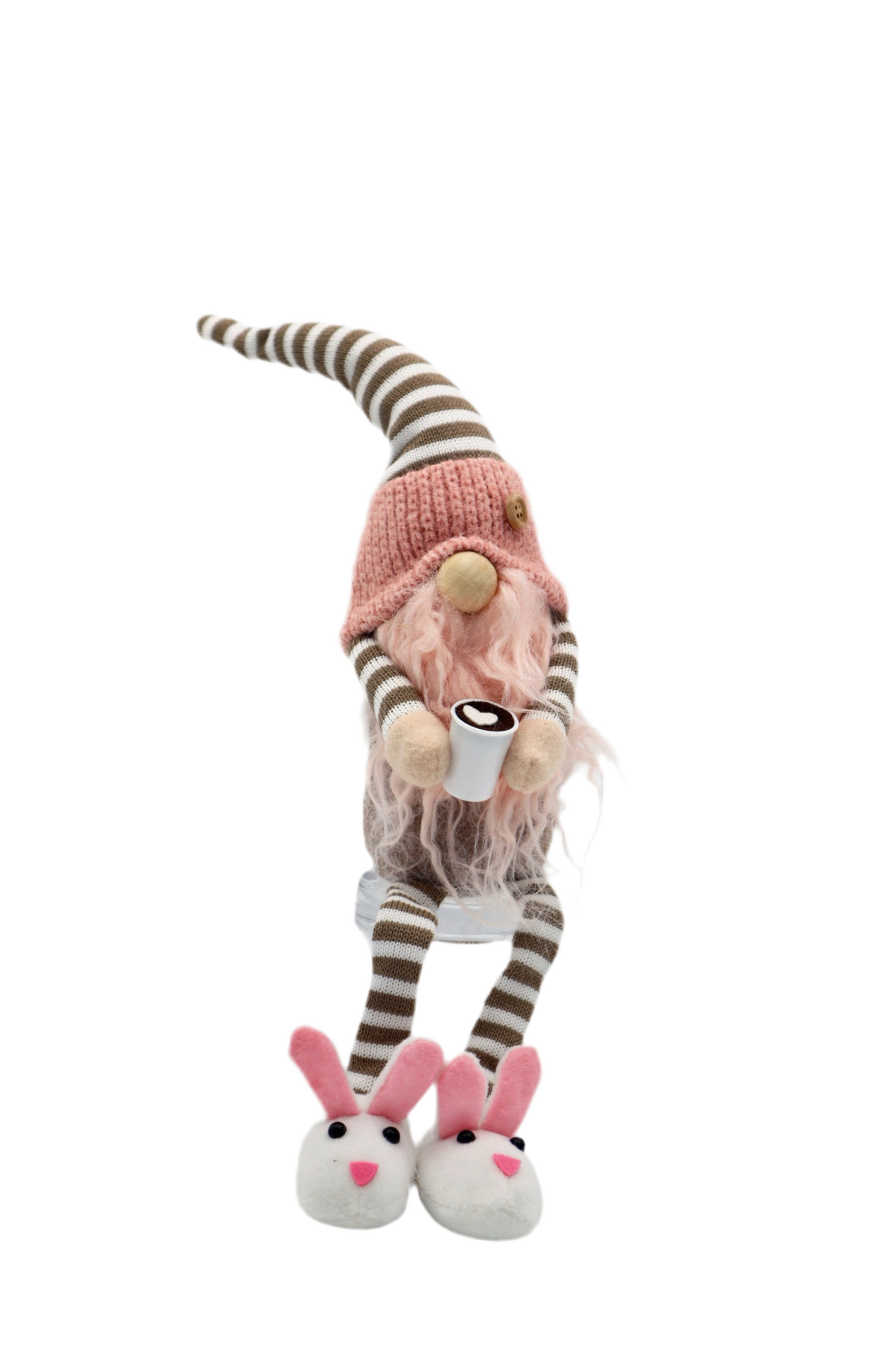 PINK COFFEE DRINKING GNOME