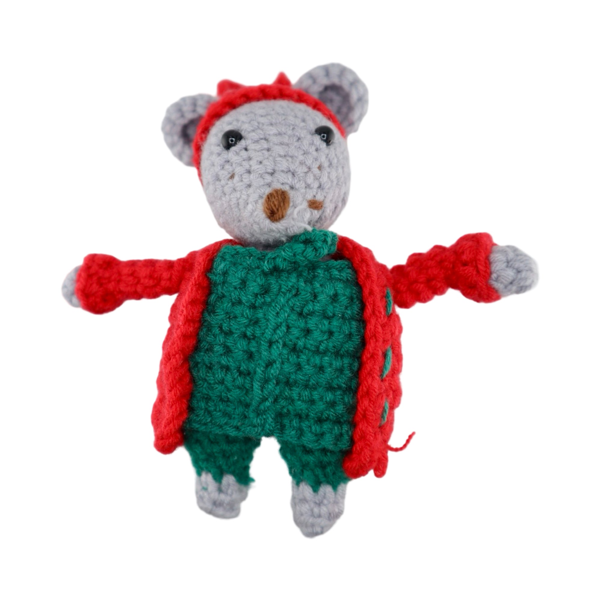 Xmas Mouse in a costume Hanging Crochet Decoration