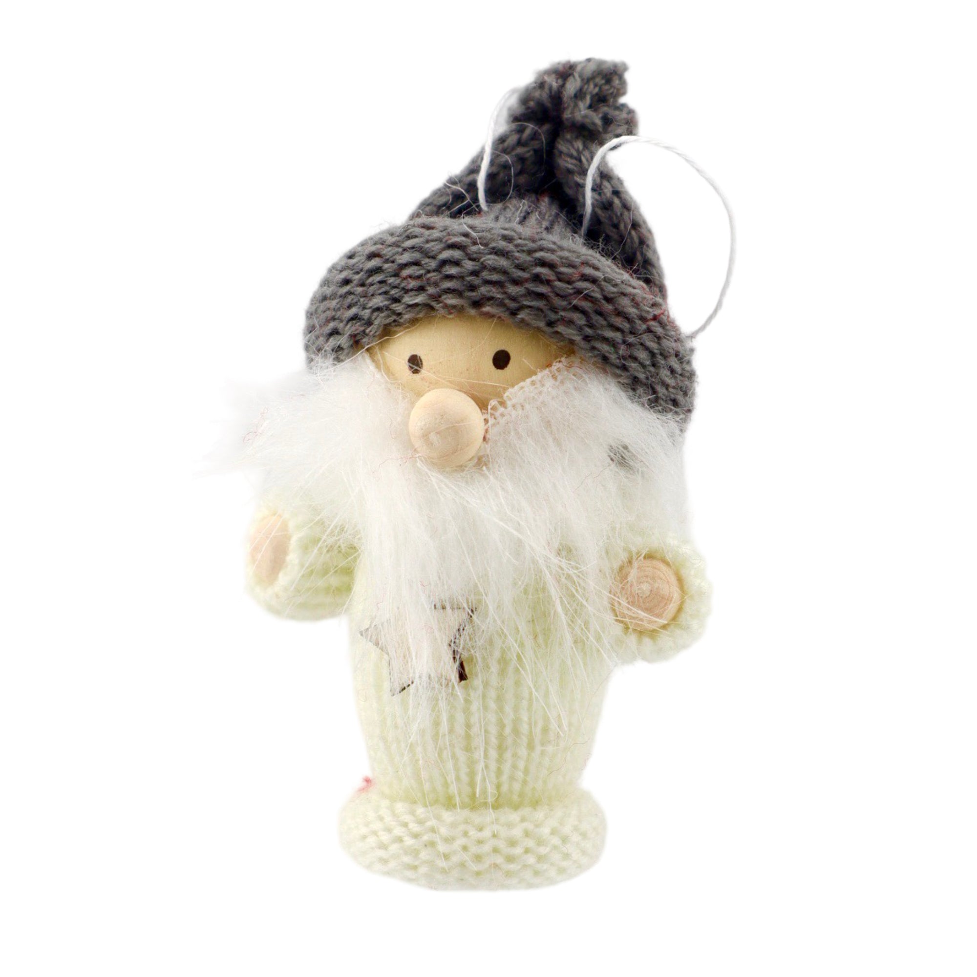 Miniature gnome with white jumper