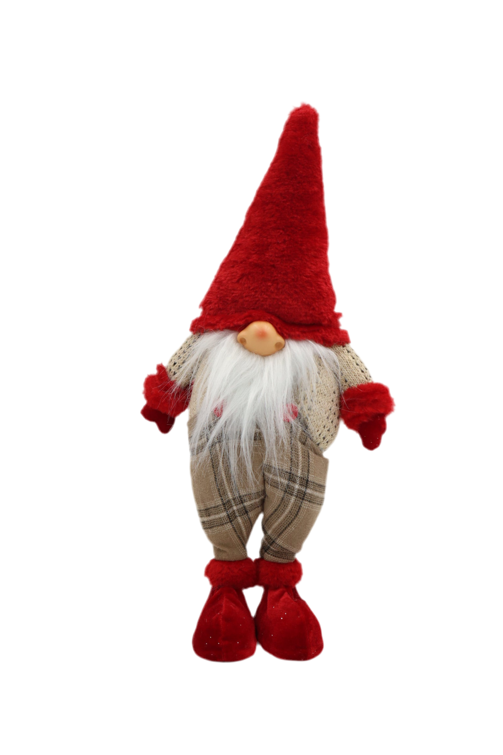 BEIGE CHECKERED STANDING GNOME